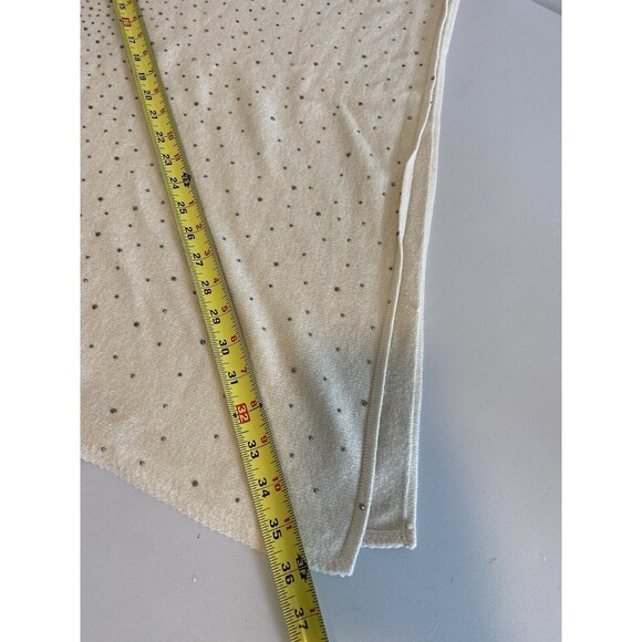 Ming Wang Poncho Sweater O/S Ivory Women's Rhinestone Look Beads Super Soft - Picture 8 of 9